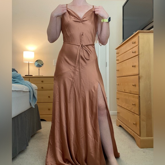 Revelry Satin Dress in Copper Color - Picture 1 of 5